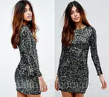 📌 Жіноча вечірня сукня з паєтками коротка | Нарядне плаття міні ефектне, облягаюче, красиве, фото 3