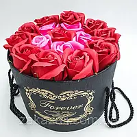 📌 Подарунковий набір троянд з мила Forever I love you | Букет з мила в красивій коробці Червоні троянди