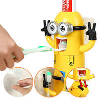 Детский дозатор зубной пасты Миньон и держатель зубных щеток 2 в 1 | Дитячий Дозатор зубної пасти Посіпака