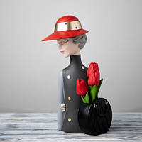 Интерьерная Статуэтка Девушка с вазой под цветы | Оригинальная декоративная Фигурка Lady 20х12х35,5 см