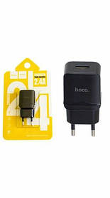 Зарядний пристрій Hoco C22A, USB 2.4A, чорний