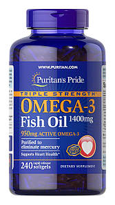 Омега-3 Puritan's Pride Triple Strength Omega-3 Fish Oil 1400 мг 240 капс.