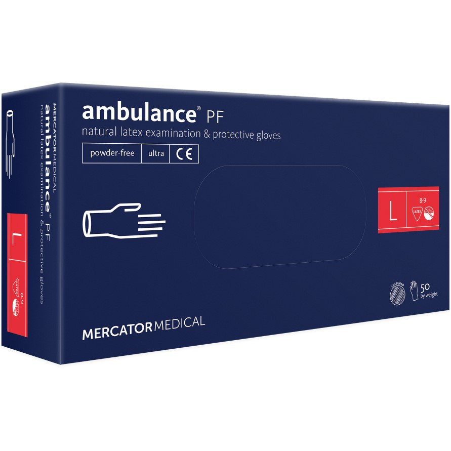 Латексні рукавички Mercator Ambulance PF Ultra размер L синие (25 пар)