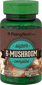 Комплекс екстрактів з 6 грибів Piping Rock Super 6 Mushroom Extract Complex 60 капс.