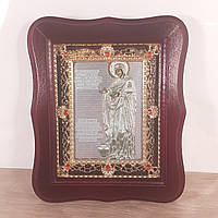 Икона Геронтисса Пресвятой Богородицы, лик 10х12 см, в темном деревянном киоте с камнями