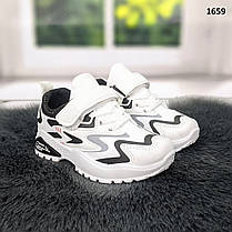 Кросівки дитячі для хлопчика чи дівчинки білі з чорним демісезонні, фото 5