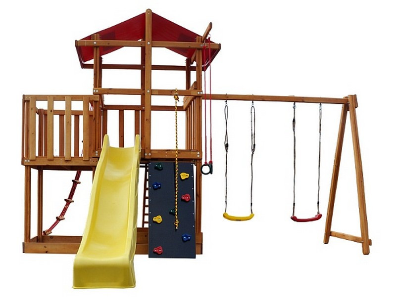 Ігровий комплекс для вулиці Babyland-5 для дітей. Гірка Гойдалки Скеледром Замок