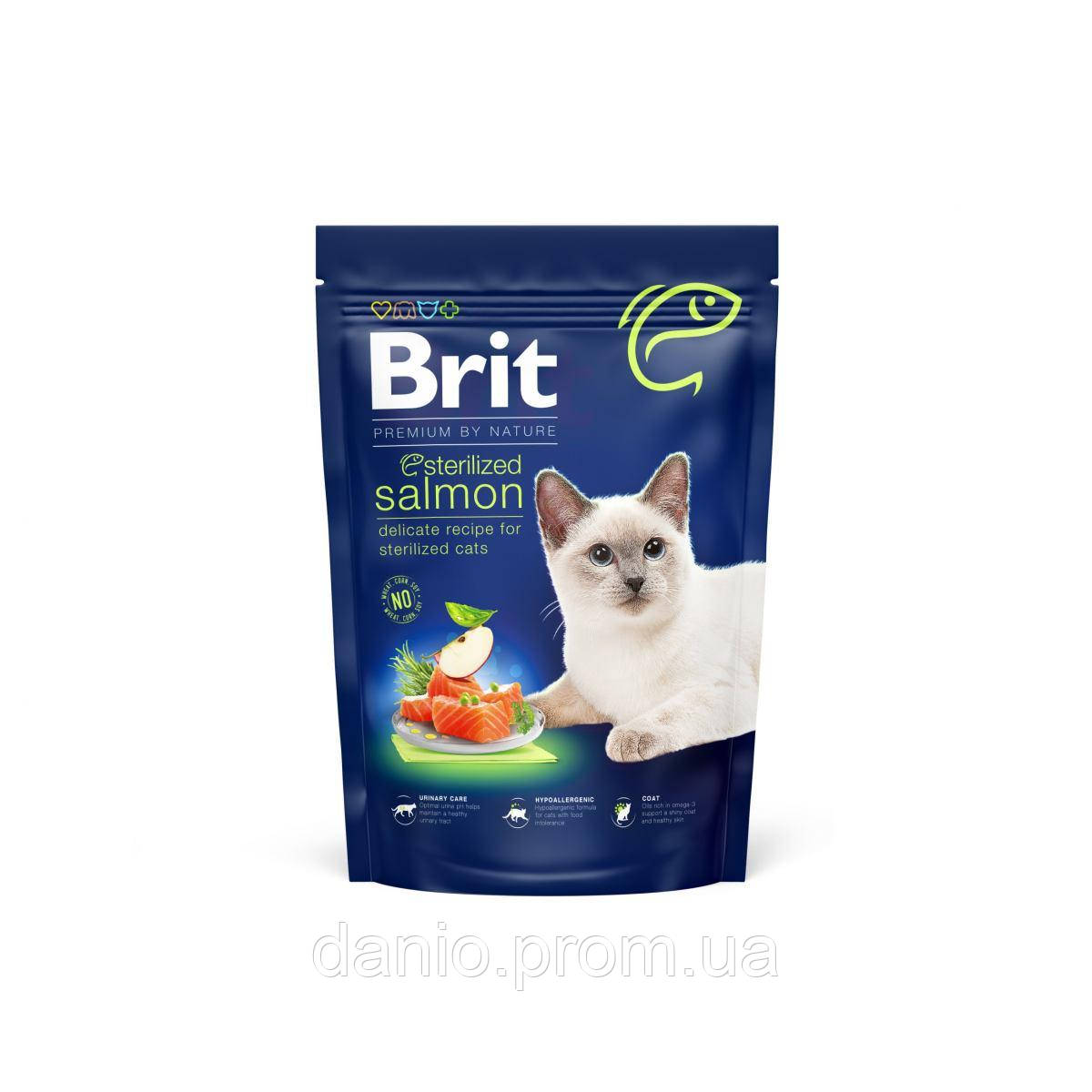 Корм для стерилізованих котів Brit Premium by Nature Cat Sterilized Salmon 800 г, з лососем