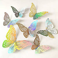 Декор метелики 12 штук сріблясто-перламутровий