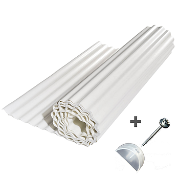 Прозорий шифер ELYPLAST Стандартний гофрований (Білий) 1.5 Х 10 м + набір кріплень по дереву 120 шт.