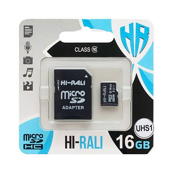 Картка пам'яті Hi-Rali microSDHC (UHS-1) 16 GB class 10 (з адаптером)