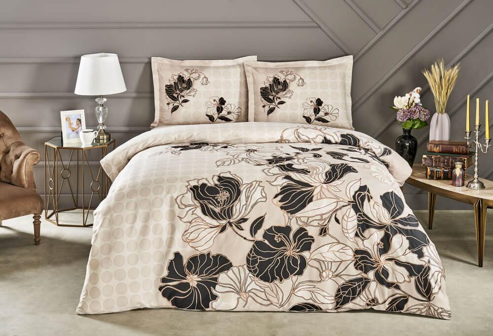 Турецька Постільна білизна TAC Sharon Cappucino Сатин, фото 1