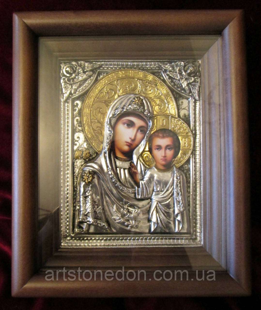 Інтернет агазин якісних ікон. Казанська ікона Божої Матері, срібло з позолотою No63