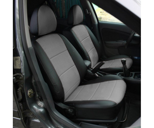Чохли на сидіння ВАЗ Лада 2108/2109/21099) (VAZ Lada 2108/2109/21099) модельні  з екошкіри Чорно-сірий