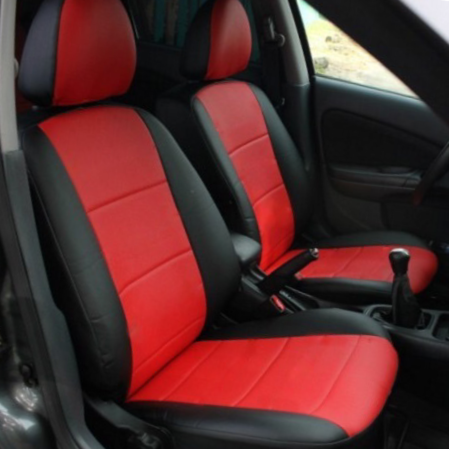 Чохли на сидіння Шкода Октавія А5 (Skoda Octavia A5) (модельні, окремий підголовник) Чорно-червоний