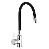 Змішувач для кухні ГНУЧКИЙ вилив гусак носик ЧОРНИЙ IBERGRIF M22112-2 (IB0068), фото 2