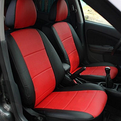 Чохли на сидіння Шевроле Авео Т250 (Chevrolet Aveo T250) (модельні, окремий підголовник) Чорно-червоний