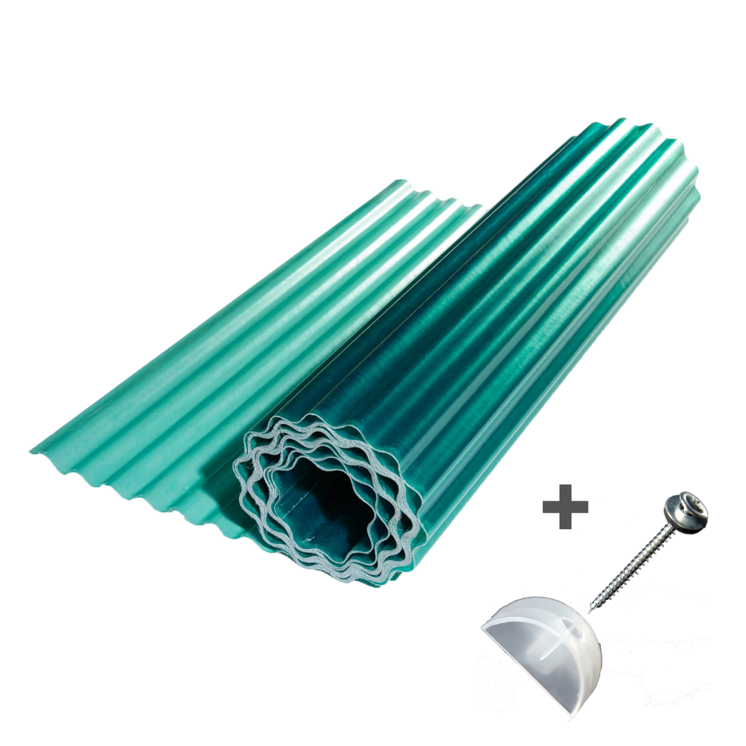 Прозорий шифер ELYPLAST Стандартний гофрований (Зелений) 2.0 Х 10 м + набір кріплень по дереву 160 шт.