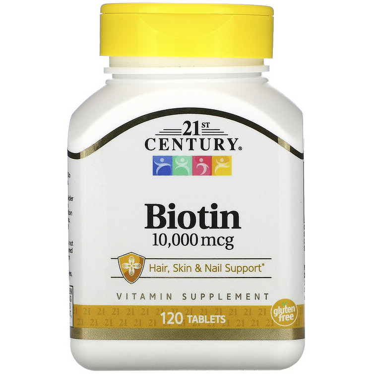 Биотин 21st Century "Biotin" 10000 мкг (120 таблеток), фото 1