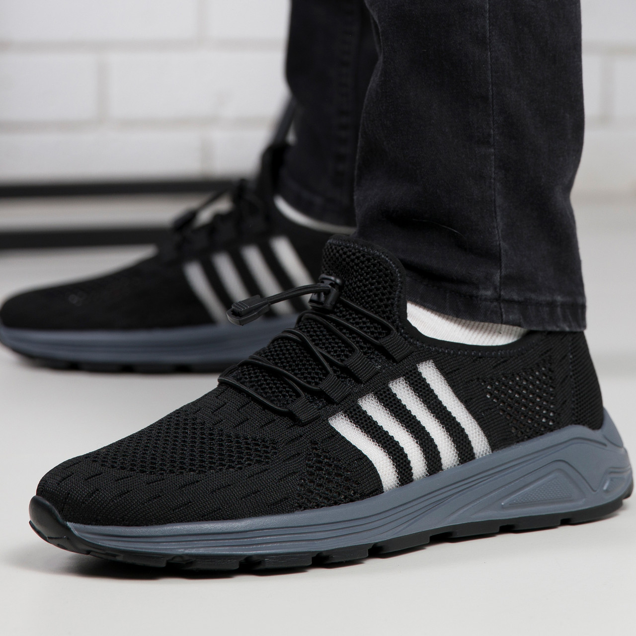 Літні чоловічі кросівки сітка чорні