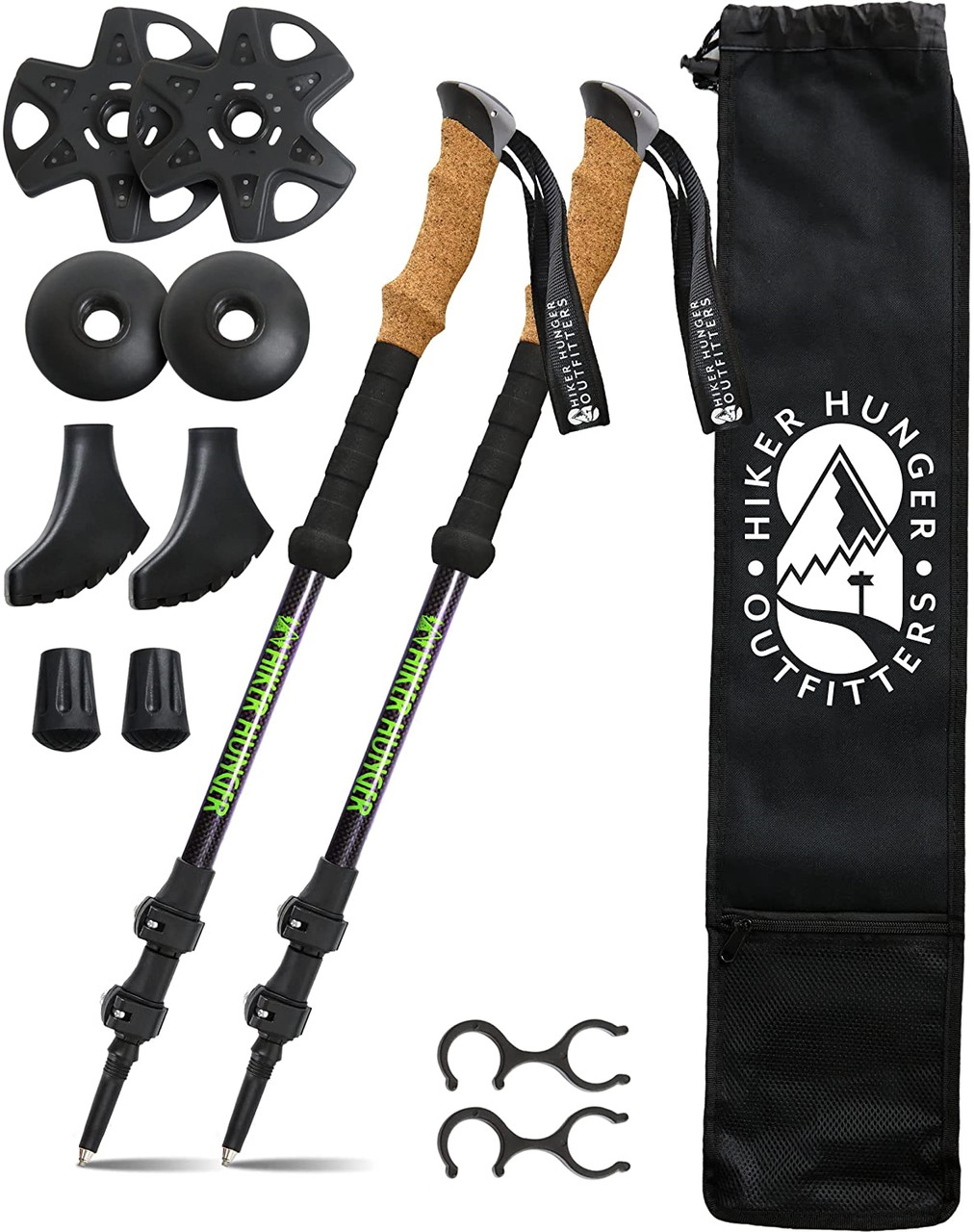 Треккинговые Палки для Ходьбы USA HIKER HUNGER Карбон 100% Ультралегкие ...