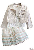 Костюм 3-ка телесный (куртка+юбка+футболка) для девочки (116 см.) Moonstar