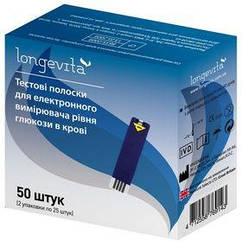 Глюкометр LONGEVITA Тестові полоски(25х2)50шт Тест-полоска 50 шт