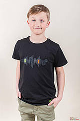 ОПТОМ Упаковка (128-140-146-152-164) футболка чорного кольору з принтом для хлопчика. Rever 1111000005779