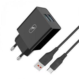 Зарядний пристрій для SkyDolphin SC30T (2USB, 2.1 A) Black (MZP-000171) + кабель USB Type-C