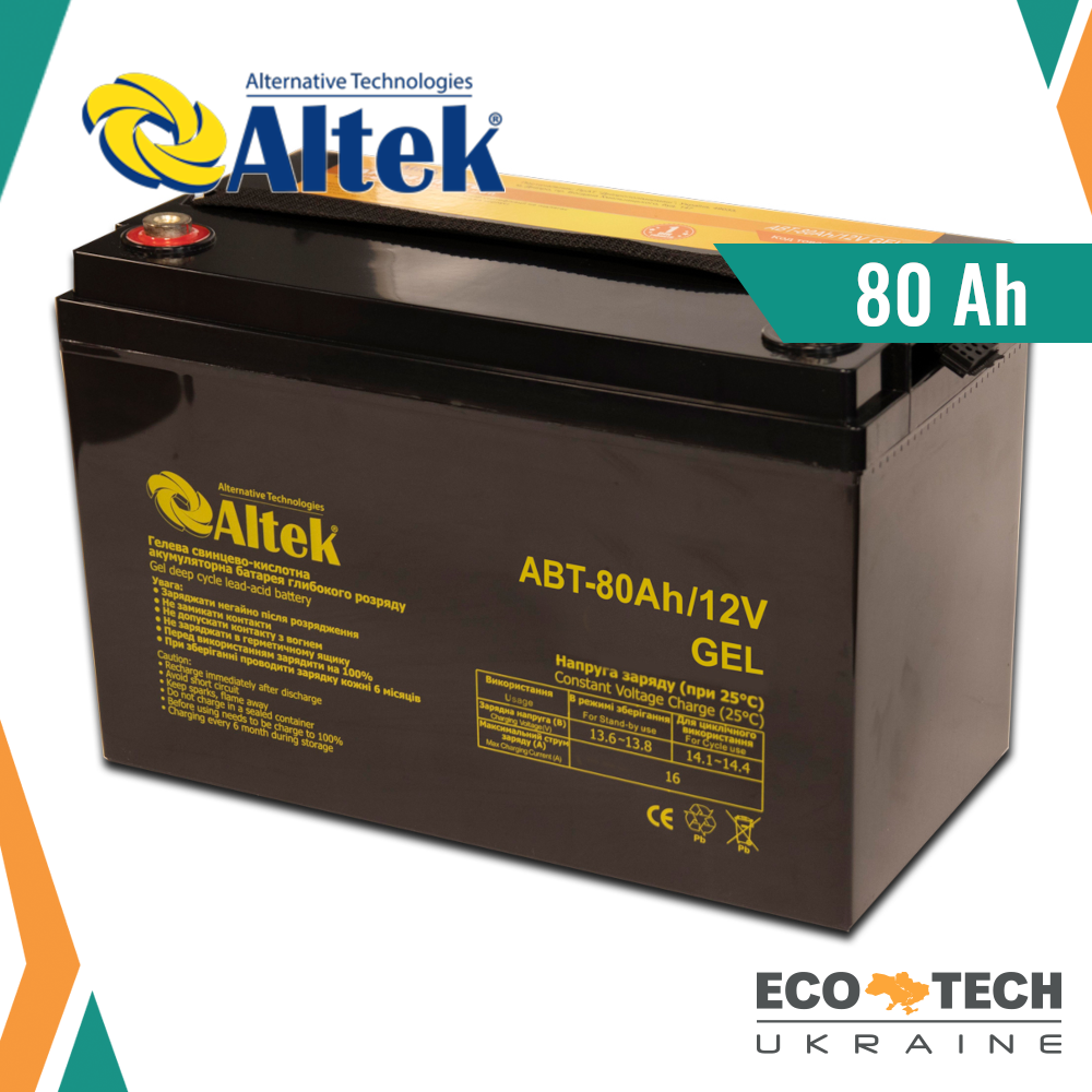 Аккумулятор Altek ABT-80Аh/12V GEL - фото 1 - id-p1599870085