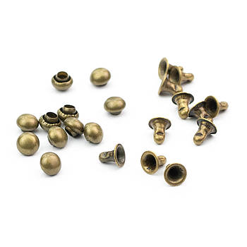 Хольнітени односторонні для взуття Закльопки бронзові 4*4мм 10шт BHL005