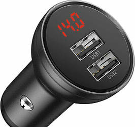 Автомобільний зарядний пристрій BASEUS Digital Display 2xUSB,4.8 A Black (CCBX-0G)