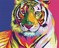Картины по номерам 40*50 Brushme Тигр в стилі поп арт набор для рисования