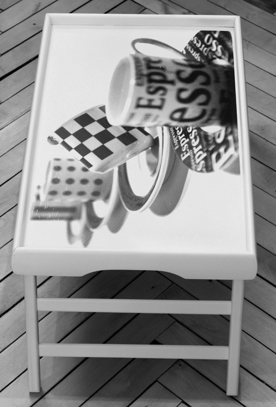 Столик піднос на ніжках L білий Чашки еспресо (SNL1112)
