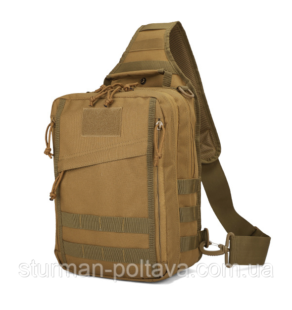 Сумка тактична Molle однолямкова ONE STRAP PACK COYOTE з кобурою колір койот