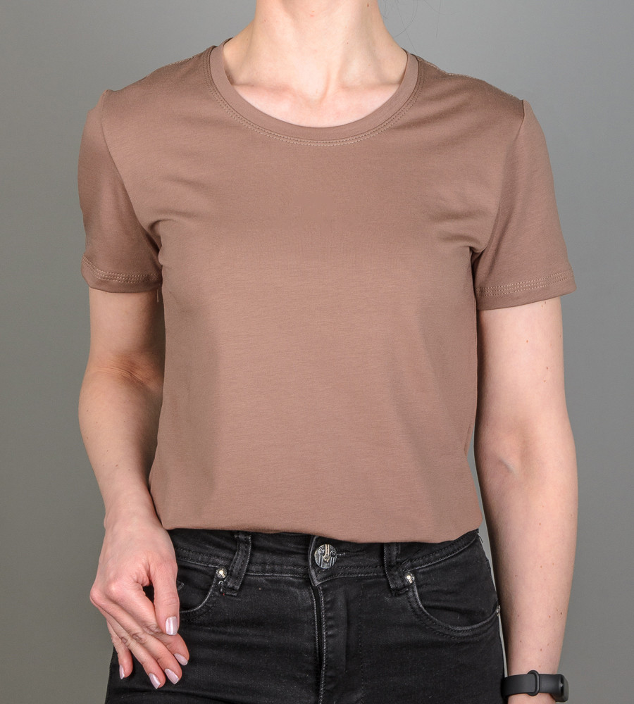 Футболка жіноча Однотонна 2300ж (Уп.4шт M-XXL), Капучино, фото 1
