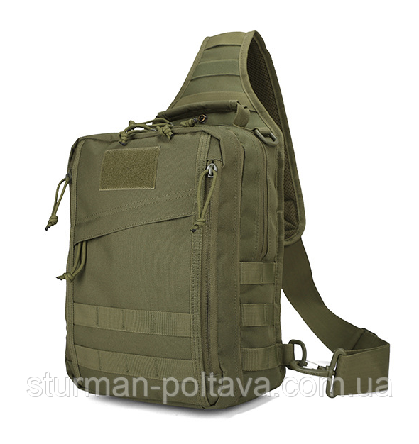 Сумка тактична Molle однолямкова ONE STRAP PACK OLIV з кобурою колір олива, фото 1