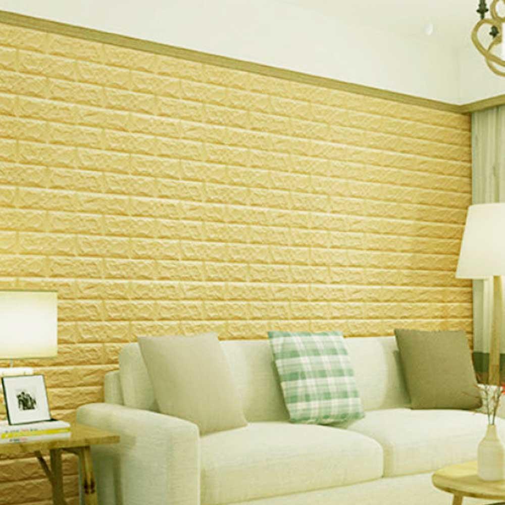 3д панель стінова декоративна Жовто-Пісочна Цегла самоклеюча 3d панелі для стін 700x770x7 мм (9-7мм)
