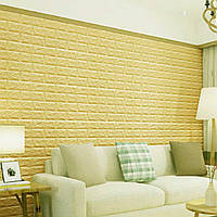 3д панель стінова декоративна Жовто-Пісочна Цегла самоклеюча 3d панелі для стін 700x770x7 мм (9-7мм)