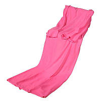 Плед з рукавами Snuggie Рожевий 180x140 см, м'який плед ковдра флісовий | теплый плед с рукавами