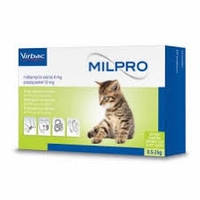 Противоразитарный препарат Virbac Milpro (Милпро 4 мг/10 мг) для котят, антигельминтик (вес 0,5-2 кг) 4 таб