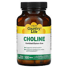 Холін Country Life "Choline" (100 таблеток)