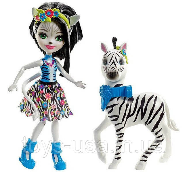 Enchantimals энчантималс лялька Зебра Олена і вихованець Хафитте Zelena Zebra Hoofette, фото 1