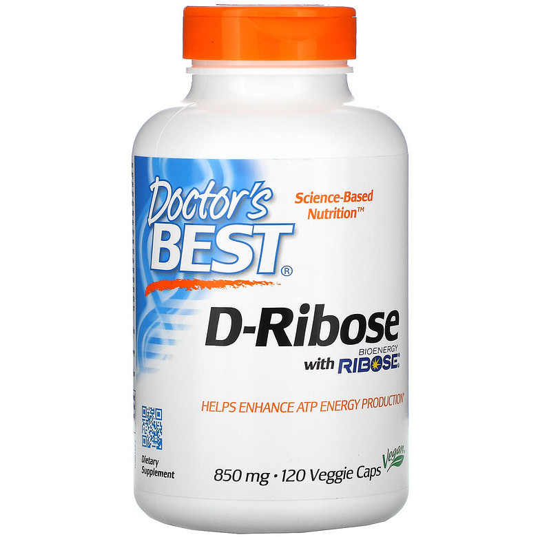 D-рибоза Doctor's Best "D-Ribose with BioEnergy Ribose" 850 мг, активує виробництво енергії (120 капсул)