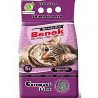 Super Benek Бентонитовый компактный наполнитель для кошачьего туалета с ароматом лаванды 5л