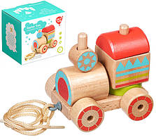Дерев'яна іграшка "пірамідка-паровозик" ТМ Lucy&Leo арт. LL157