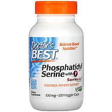 Фосфатидилсерин Doctor's Best "Phosphatidylserine with SerinAid" підтримка пам'яті та мозку, 100 мг (120 капсул)