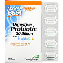 Пробіотики Doctor's Best "Digesttive Probiotic with Howaru" 20 млрд КУО (30 капсул)