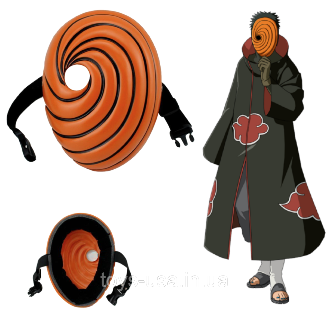 Маска Тобі Обіто Учиха з м'якою основою, Наруто Cosplay 24х17 см