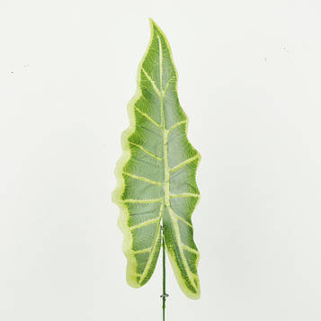 Фігурний штучний одинарний лист великий зелений  з салатовими кінчиками (S480-01) |В- 50 см | Польща | виробництво Польща | 12 шт.
